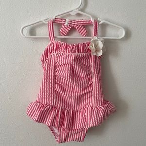 Janie and Jack 6-12m Pink Ruffle Seersucker Suit